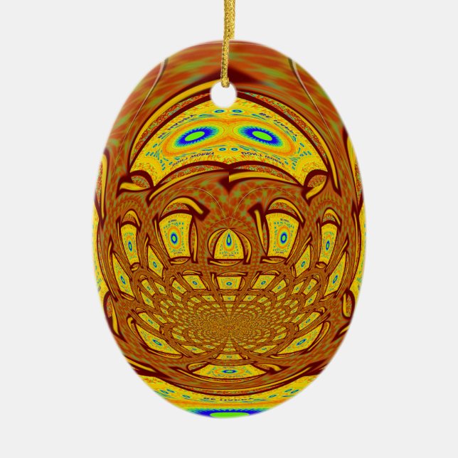 Golden Yellow Baseball Glove Art Print Ceramic Ornament (Front)