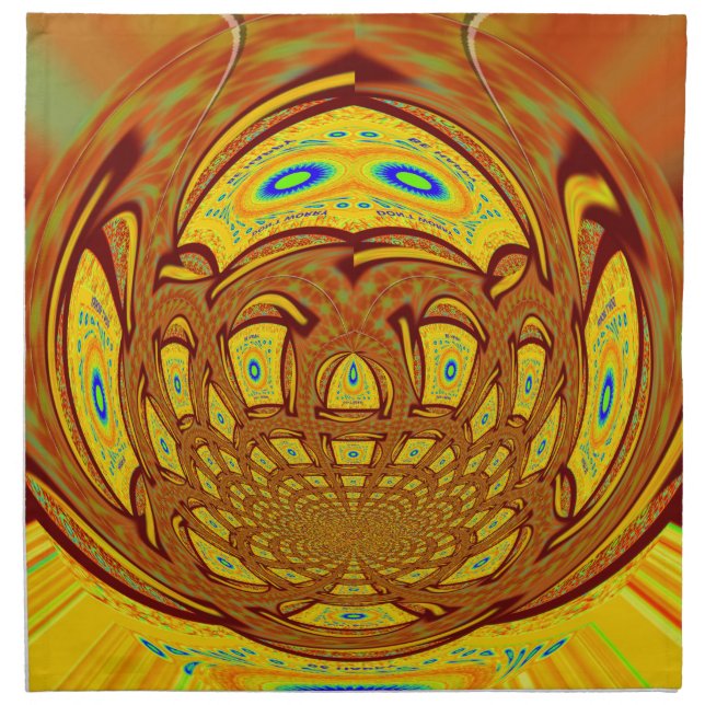 Golden Yellow Baseball Glove Art Print Cloth Napkin (Front)