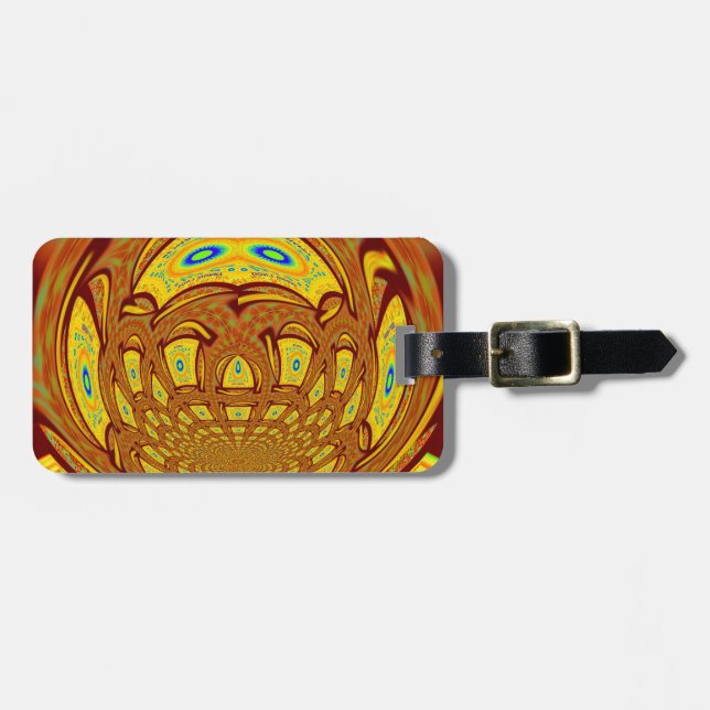 Golden Yellow Baseball Glove Art Print Luggage Tag (Front Horizontal)