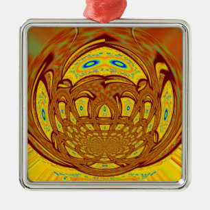 Golden Yellow Baseball Glove Art Print Metal Ornament