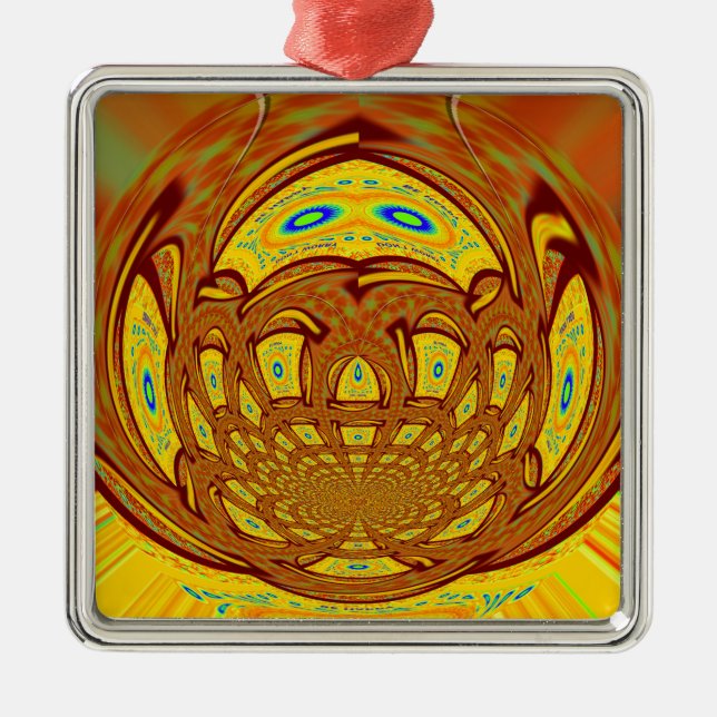 Golden Yellow Baseball Glove Art Print Metal Ornament (Front)