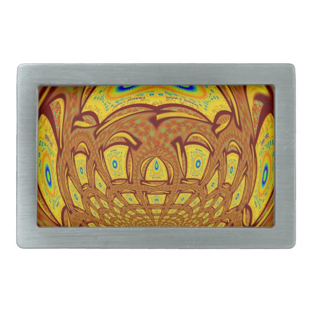 Golden Yellow Baseball Glove Art Print Rectangular Belt Buckle (Front)