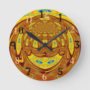Golden Yellow Baseball Glove Art Print Round Clock