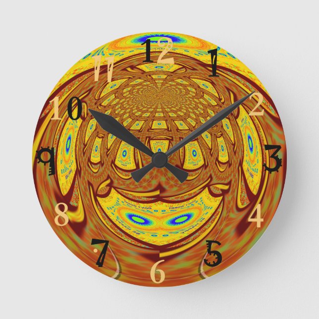 Golden Yellow Baseball Glove Art Print Round Clock (Front)