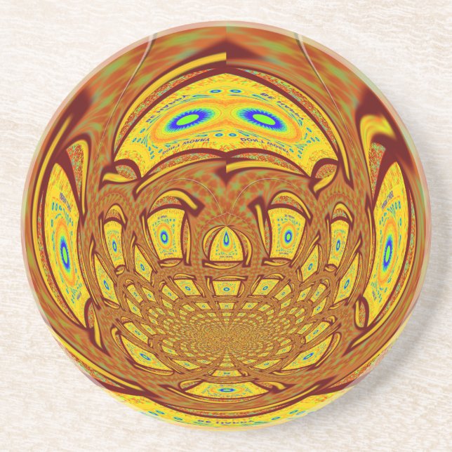 Golden Yellow Baseball Glove Art Print Sandstone Coaster (Front)