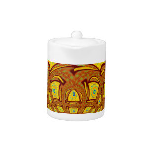 Golden Yellow Baseball Glove Art Print Teapot