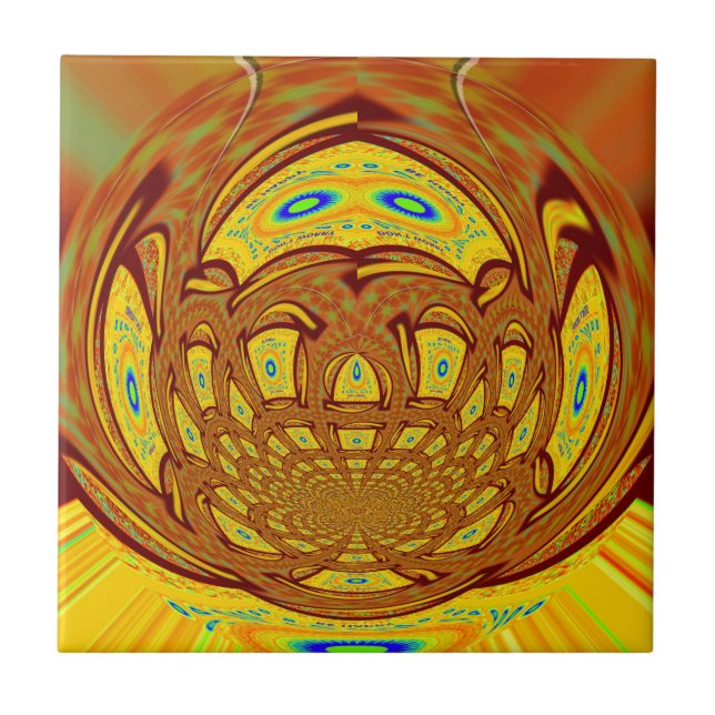 Golden Yellow Baseball Glove Art Print Tile (Front)