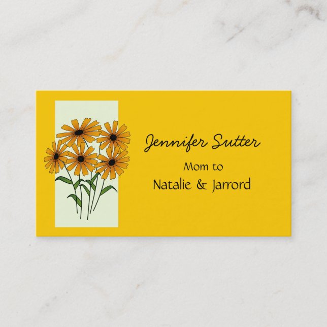 Golden Yellow Black Eyed Susan Flowers Mommy Card (Front)