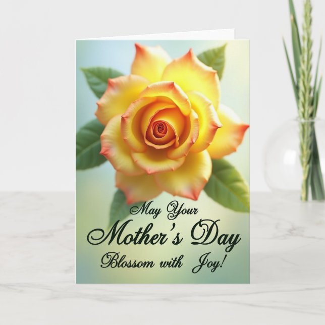Golden Yellow Bloom Mothers Day Card (Front)