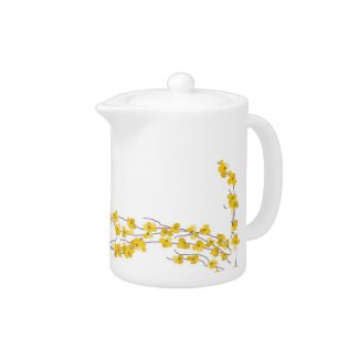 Golden Yellow  Blossoms Teapot