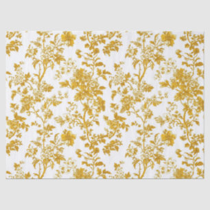 Golden Yellow Chinoiserie Floral Branches Garden P Tissue Paper