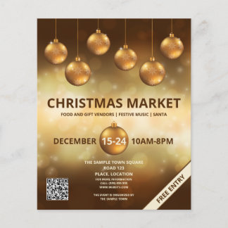 Golden Yellow Christmas Baubles - Christmas Market Flyer