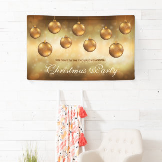 Golden Yellow Christmas Baubles - Christmas Party Banner