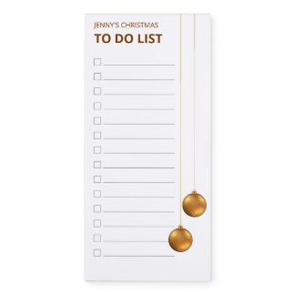 Golden Yellow Christmas Baubles - To Do List Magnetic Notepad