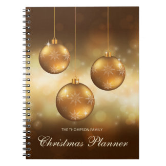 Golden Yellow Christmas Baubles With Custom Text Notebook