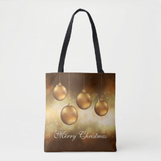 Golden Yellow Christmas Baubles With Custom Text Tote Bag