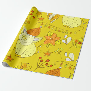 Golden Yellow Christmas Gift Wrapping Paper