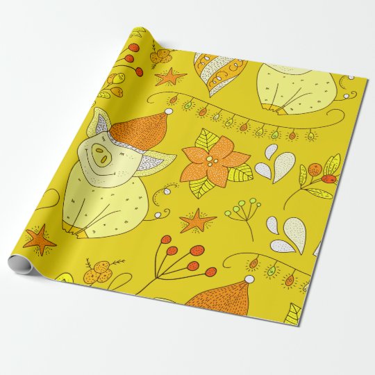 Golden Yellow Christmas Gift Wrapping Paper