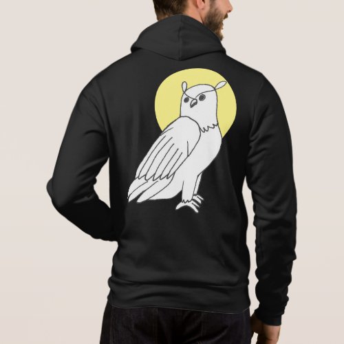 Golden Yellow Circle Artistic Owl Hoodie