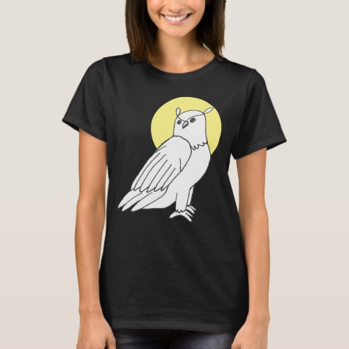 Golden Yellow Circle Artistic Owl T_Shirt