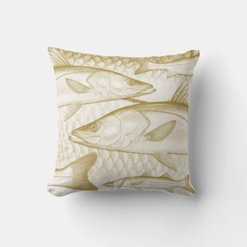 GoldenYellow Common Snook Throw Pillow
