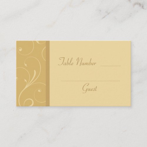 Golden Yellow Custom Wedding Table Place Cards Business Card Templates
