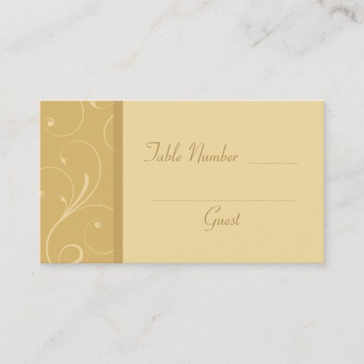 Customizable Golden Yellow Custom Wedding Table Place Cards Business Card Templates