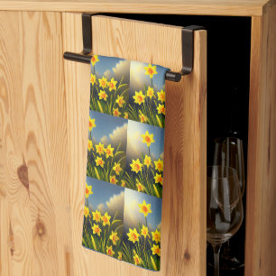 Golden Yellow Daffodil Temptations, Kitchen Towel