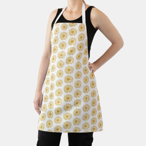 Golden Yellow Daisies Print Daisy Floral Pattern Apron