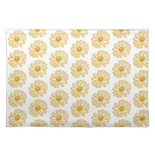 Golden Yellow Daisies Print, Daisy Floral Pattern Cloth Placemat