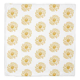Golden Yellow Daisies Print, Daisy Floral Pattern Duvet Cover