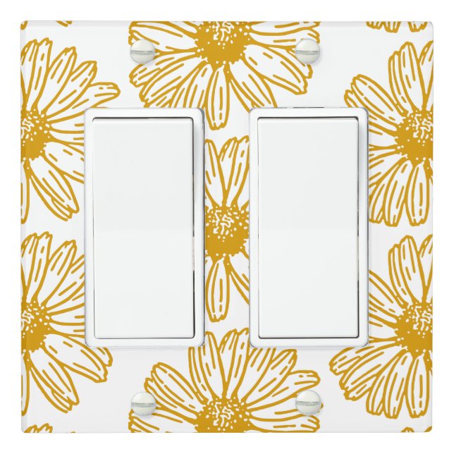 Golden Yellow Daisies Print, Daisy Floral Pattern Light Switch Cover (In Situ)