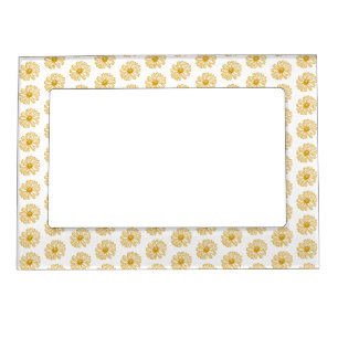 Golden Yellow Daisies Print, Daisy Floral Pattern Magnetic Frame
