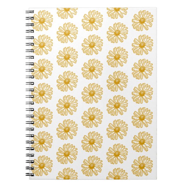Golden Yellow Daisies Print, Daisy Floral Pattern Notebook (Front)