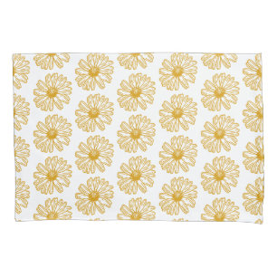 Golden Yellow Daisies Print, Daisy Floral Pattern Pillow Case