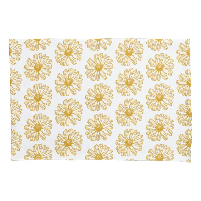 Golden Yellow Daisies Print, Daisy Floral Pattern Pillow Case (Front)