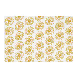 Golden Yellow Daisies Print, Daisy Floral Pattern Placemat