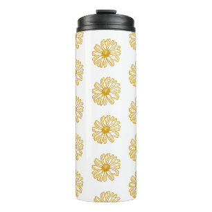 Golden Yellow Daisies Print, Daisy Floral Pattern Thermal Tumbler