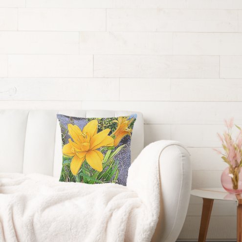 Golden Yellow Daylily Flowers and Bud Photograph