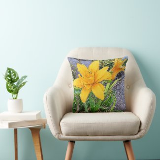 Golden Yellow Daylily Flowers and Bud Photograph