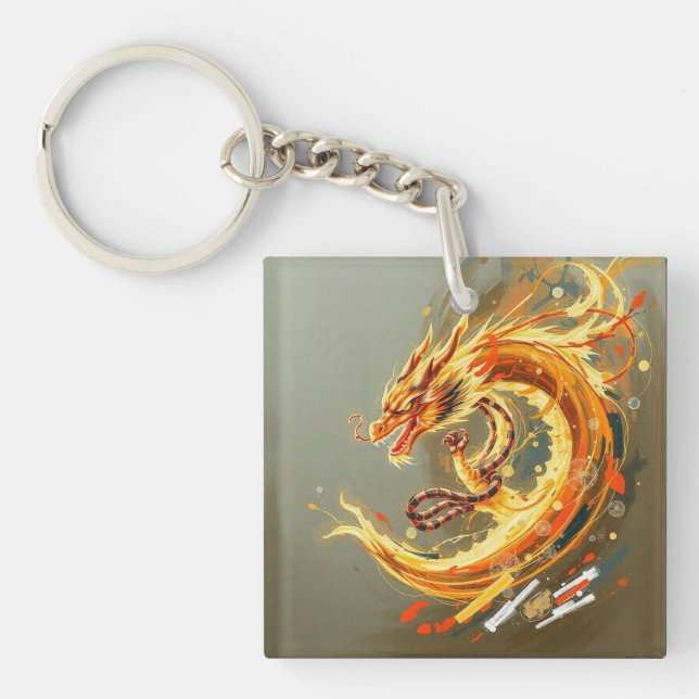 Golden Yellow Dragon Keychain (Front)