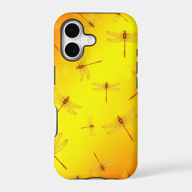 Golden Yellow Dragonfly Pattern, Iphone Case (Back)