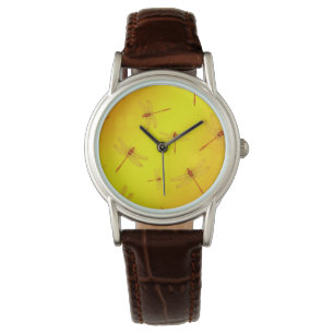 Golden Yellow Dragonfly Pattern, Watch