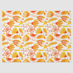 Golden Yellow Fall Leafs & Foliage Pattern Tissue Paper