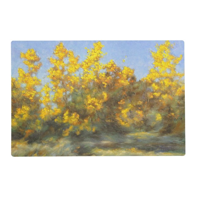 Golden Yellow Fall Trees 2 Sided Plastic Placemat (Front)