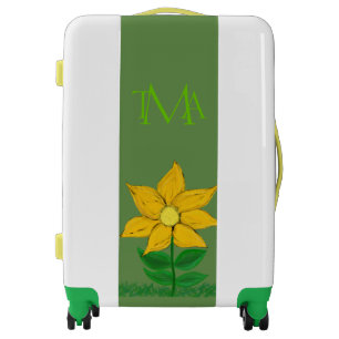 Golden Yellow Floral Monogram Luggage