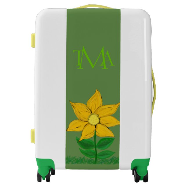 Golden Yellow Floral Monogram Luggage (Front)