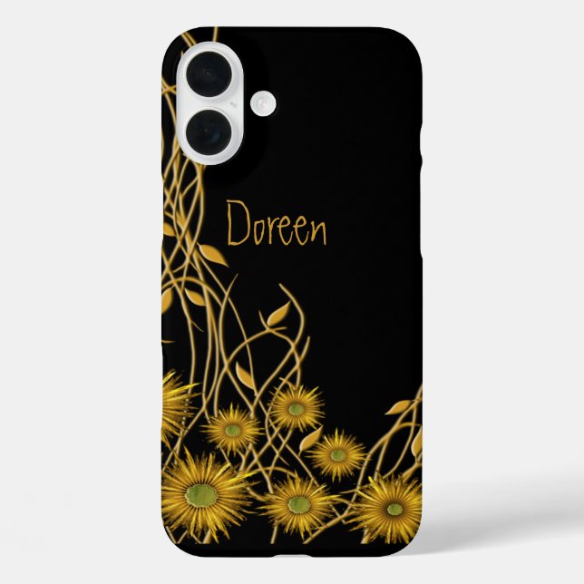 Golden Yellow Floral Vine Abstract Artwork Custom Case-Mate iPhone Case (Back)