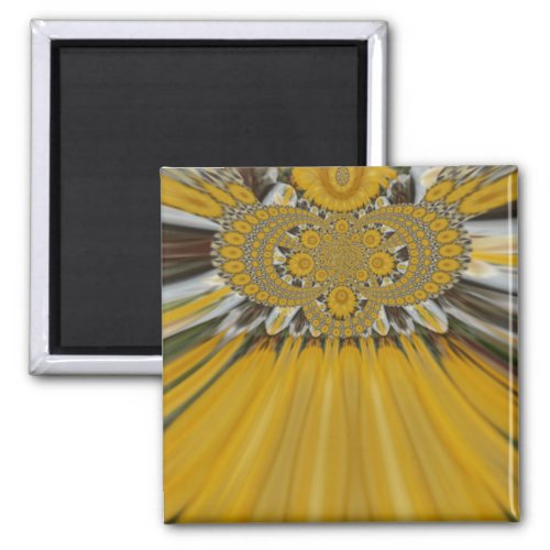 Golden Yellow Flower Pattern design Art Magnet