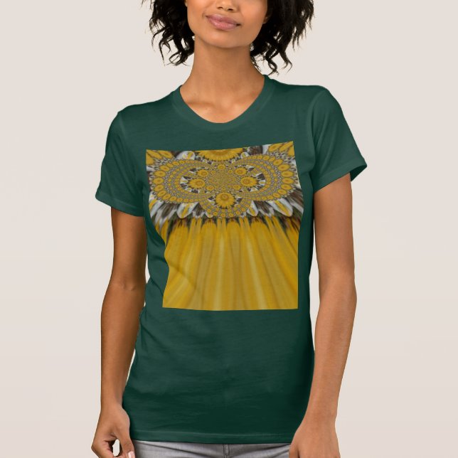 Golden Yellow Flower Pattern Design Art T-Shirt (Front)